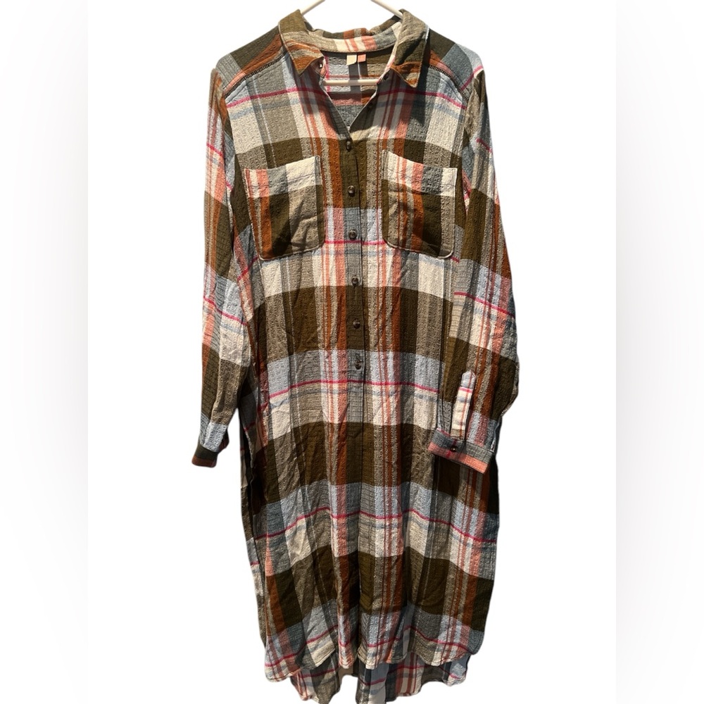 ANTHROPOLOGIE | PILCRO Slide slit plaid tunic Medium - Picture 2 of 9